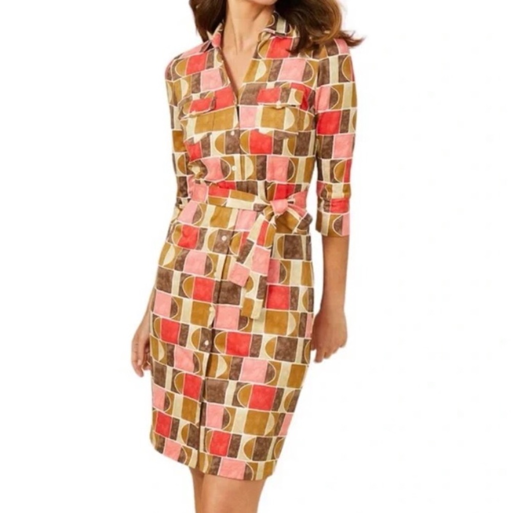 J. McLaughlin Pink and brown Brynn Sheath Dress Medium